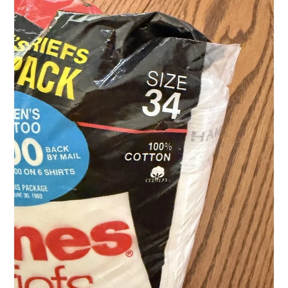 Vintage Hanes Men's Briefs White Size 34 6 pack Underwear Cotton 1990 NOS Sealed